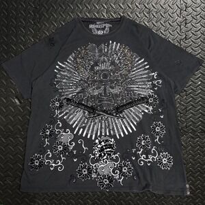 Y2K Ringspun Studded Skull Floral Foil Tee